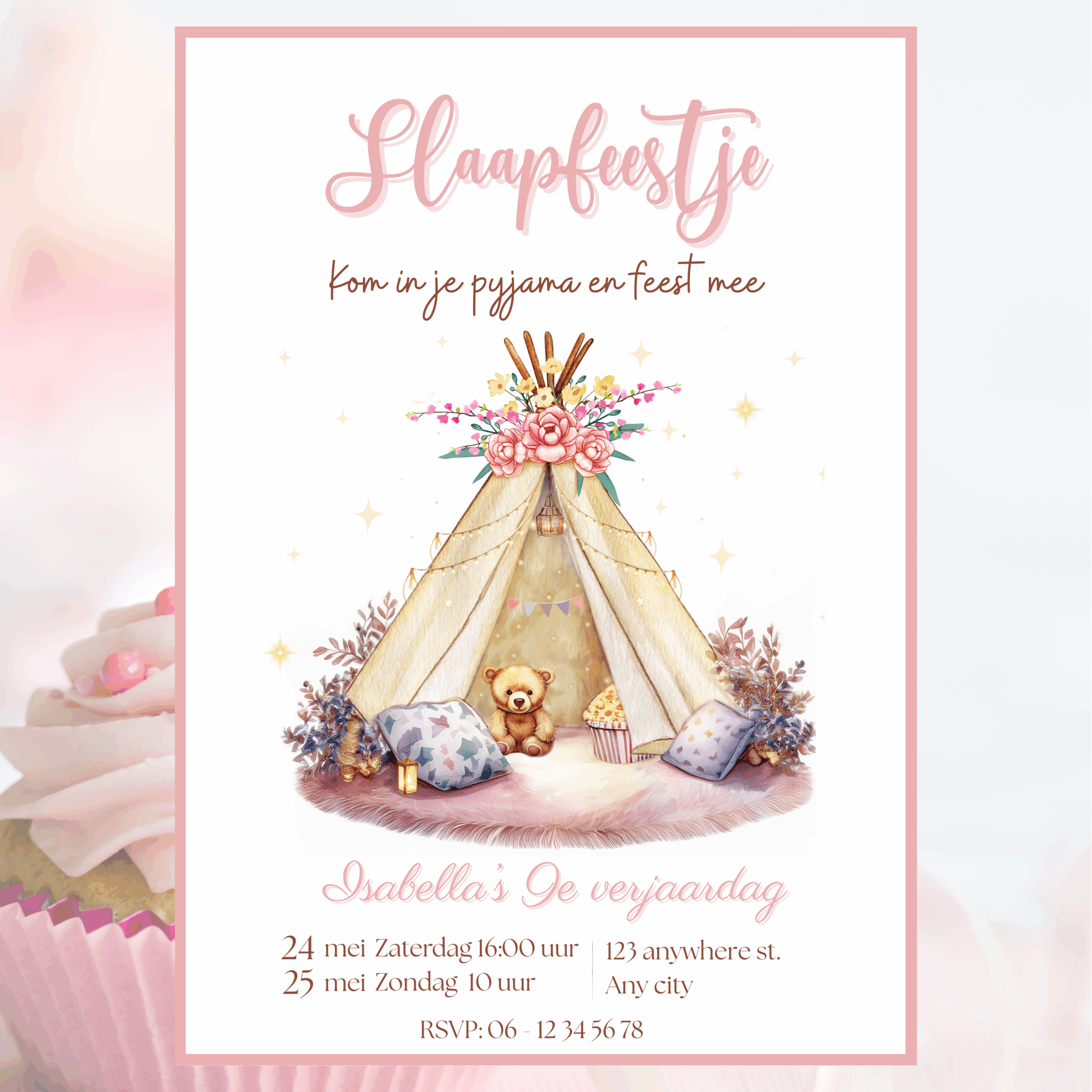 Lief Slaapfeestje uitnodiging - Afbeelding 3