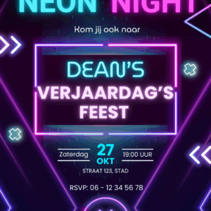 Neon Night uitnodiging