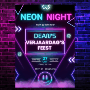 Alternative view of Neon Night uitnodiging