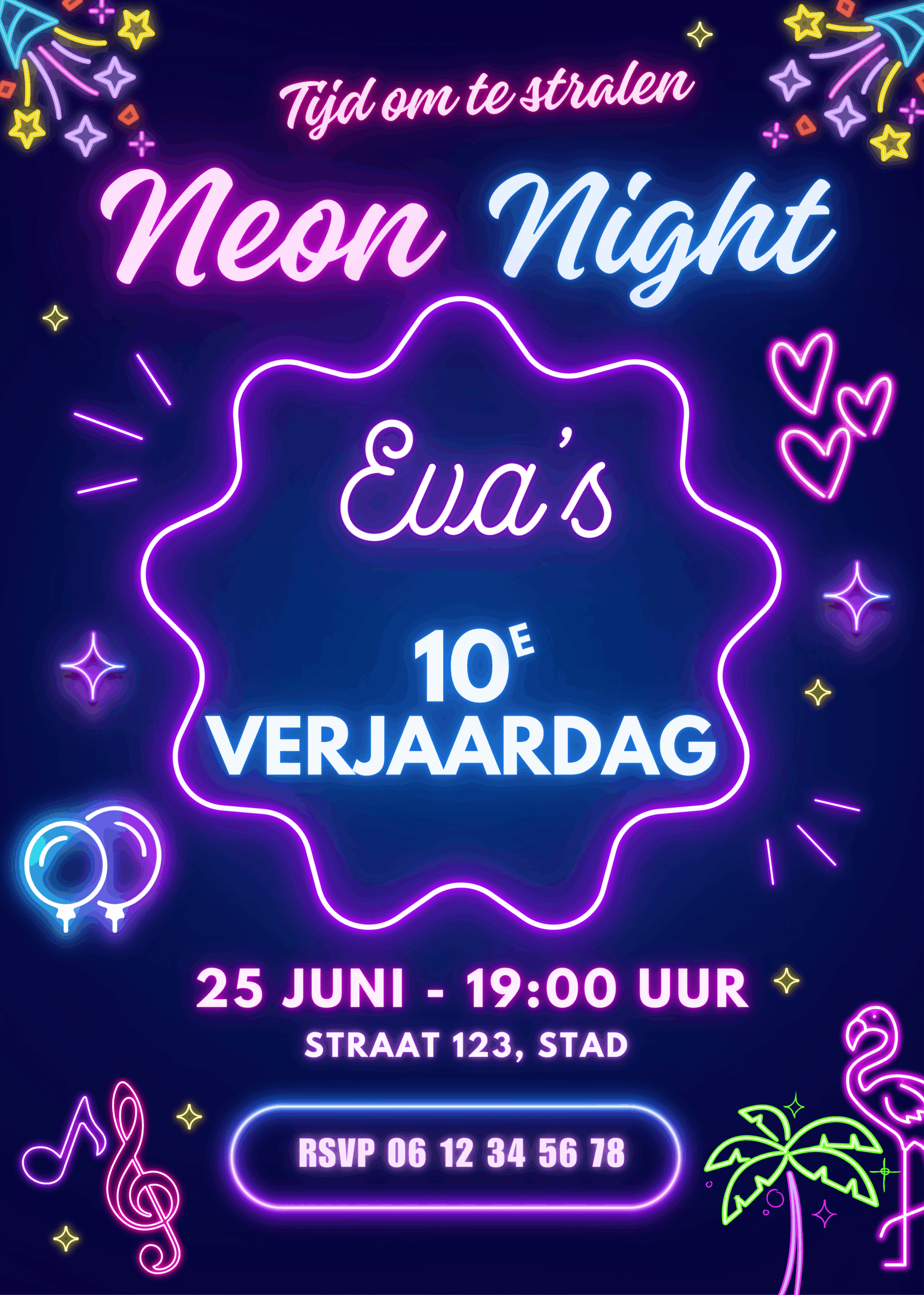 Neon Night uitnodiging