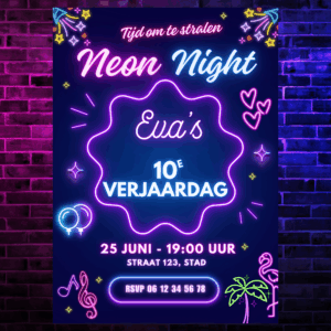 Alternative view of Neon Night uitnodiging