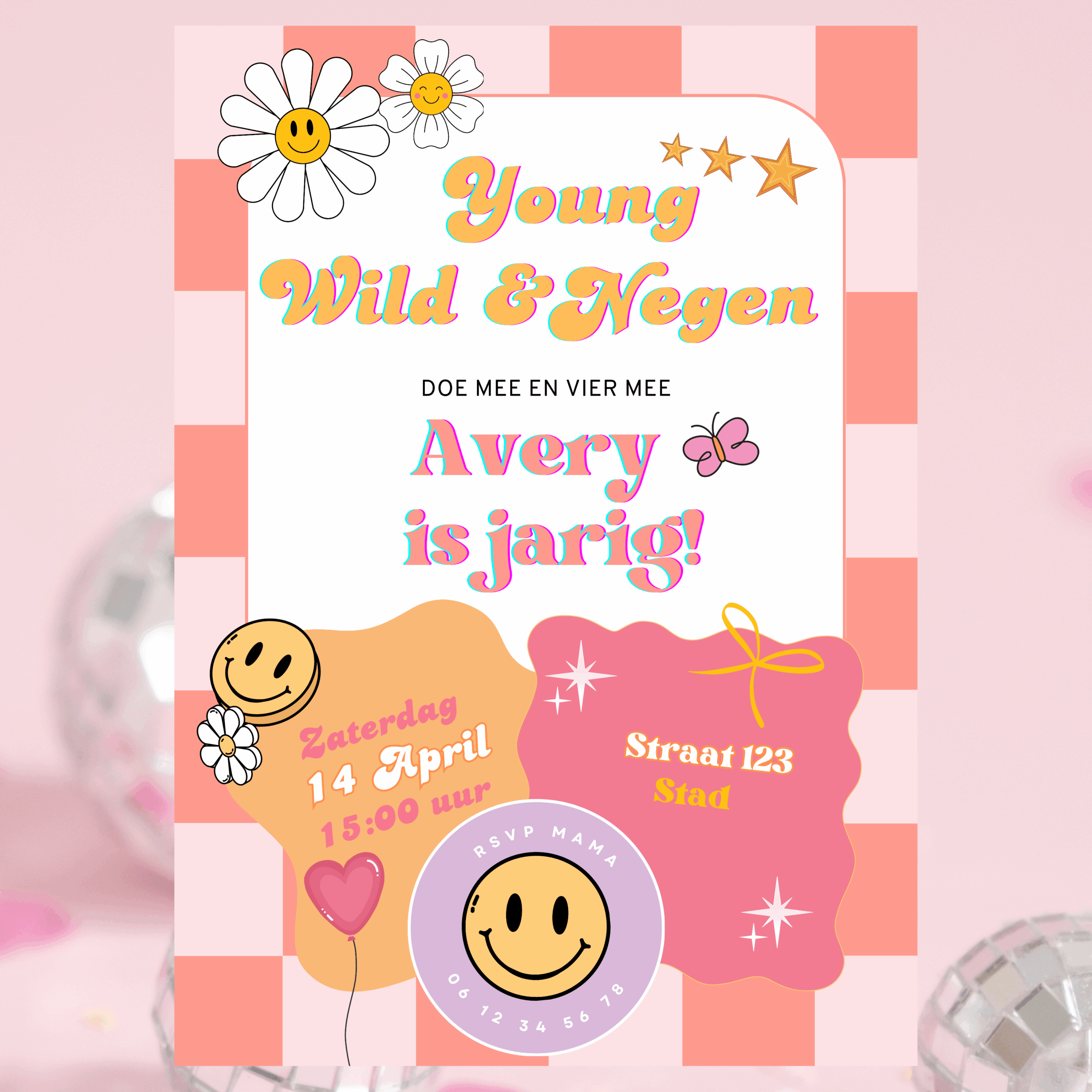 Alternative view of Young, Wild, Retro uitnodiging